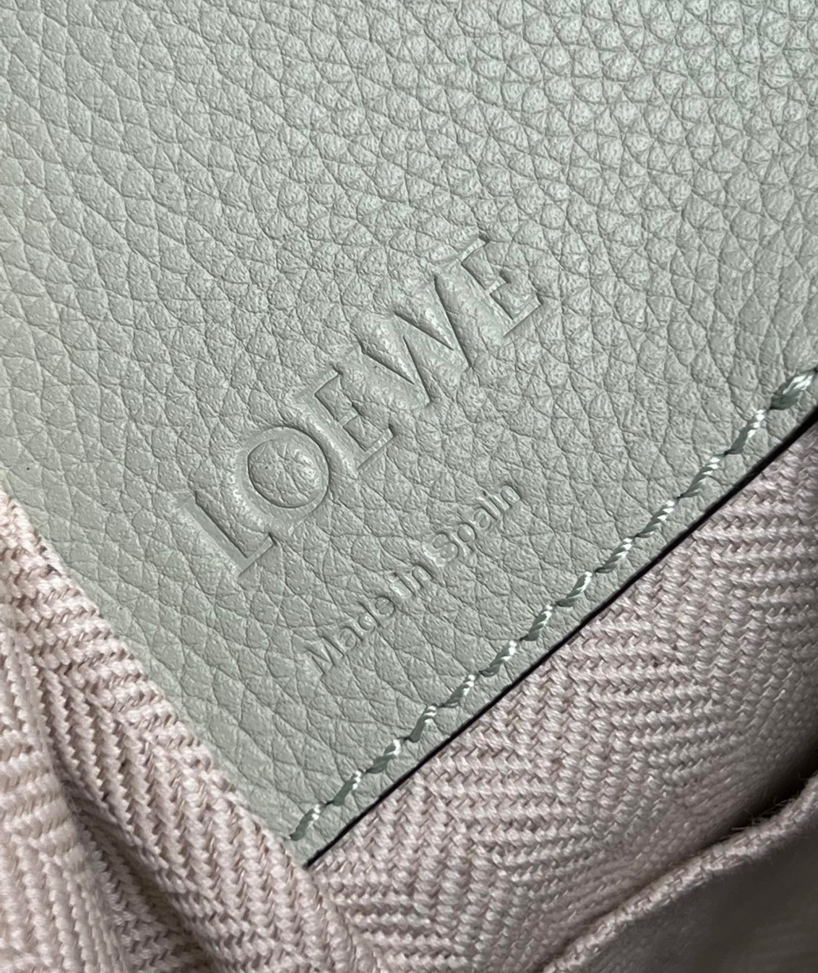 L0ew* compact hammock bag in light celadon grained calfskin