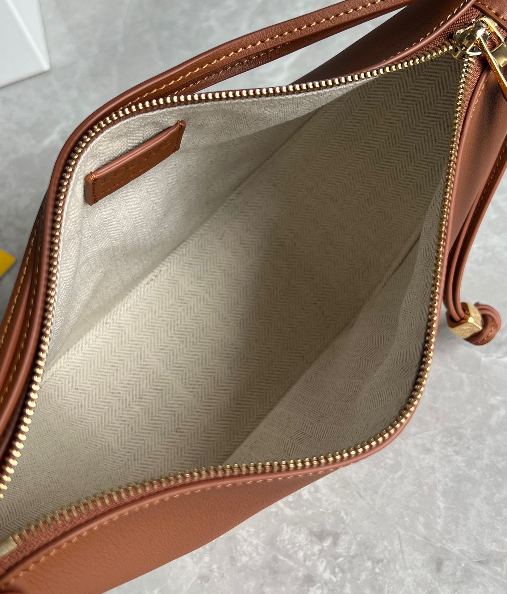 L0ew* mini hammock hobo bag in brown calfskin