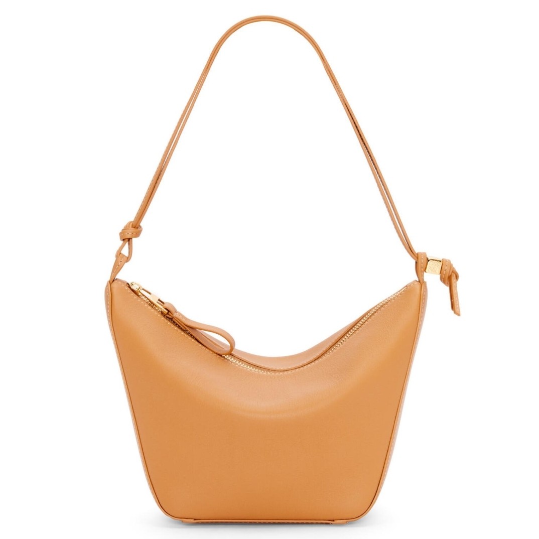L0ew* mini hammock hobo bag in light brown calfskin