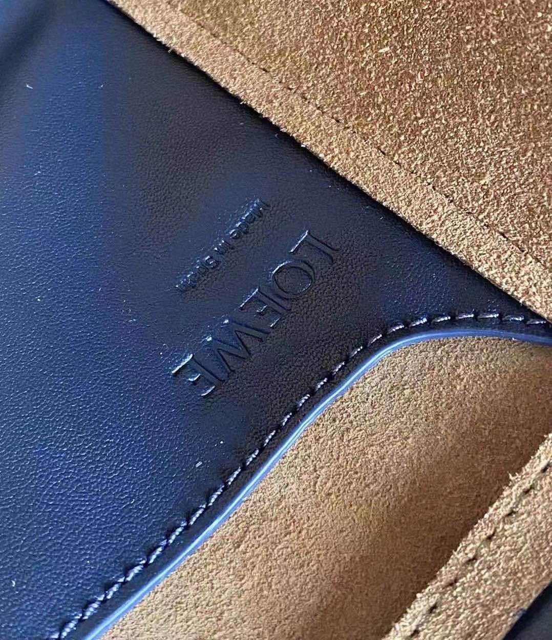 L0ew* hammock nugget bag in navy blue calfskin
