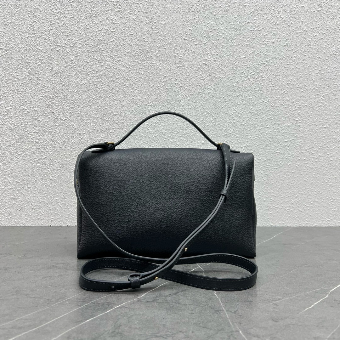 L**o p*ana extra pocket pouch l27 in navy blue grained leather