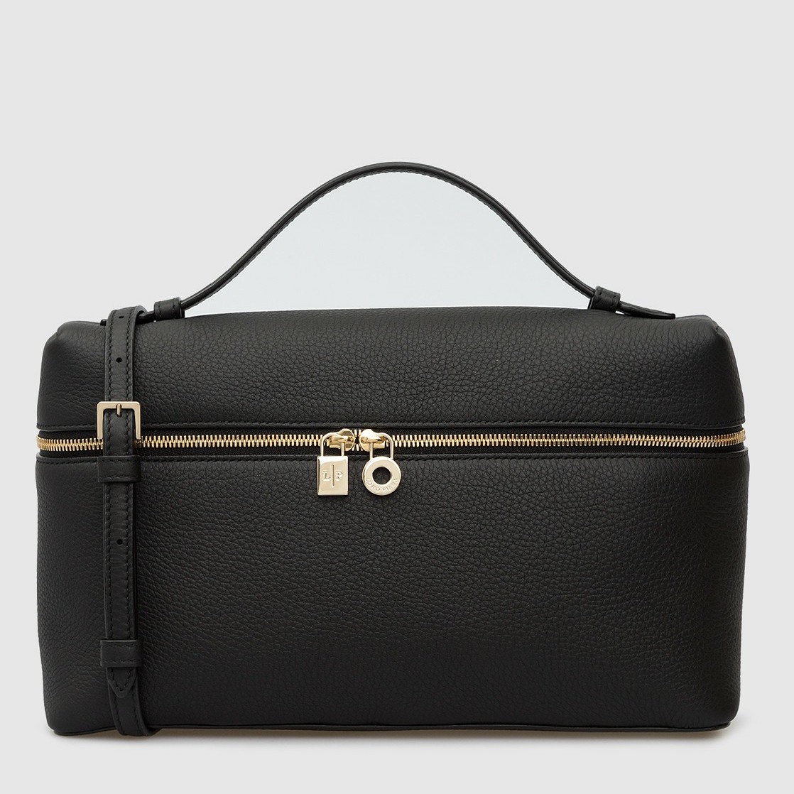 L**o p*ana extra pocket pouch l27 in black grained leather