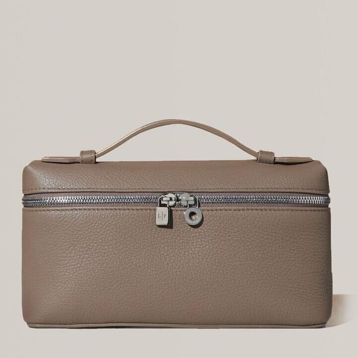 L**o p*ana extra pocket pouch l27 in taupe grained leather