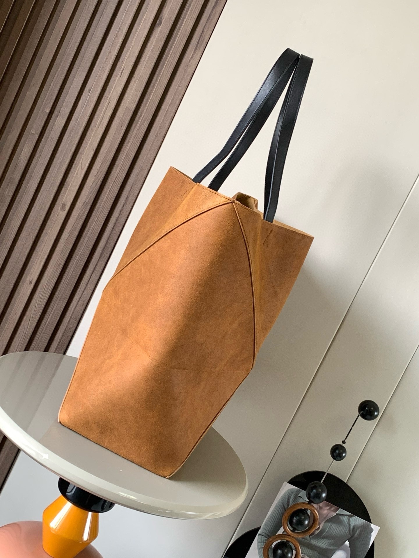 L0ew* xl puzzle fold tote bag in brown suede calfskin