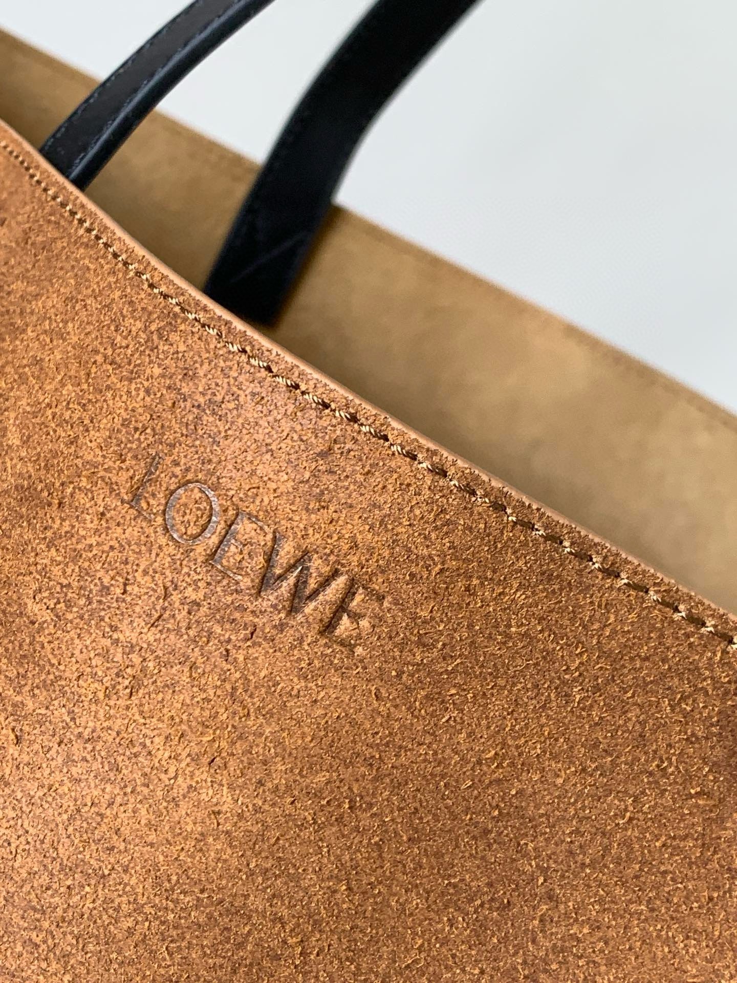 L0ew* xl puzzle fold tote bag in brown suede calfskin
