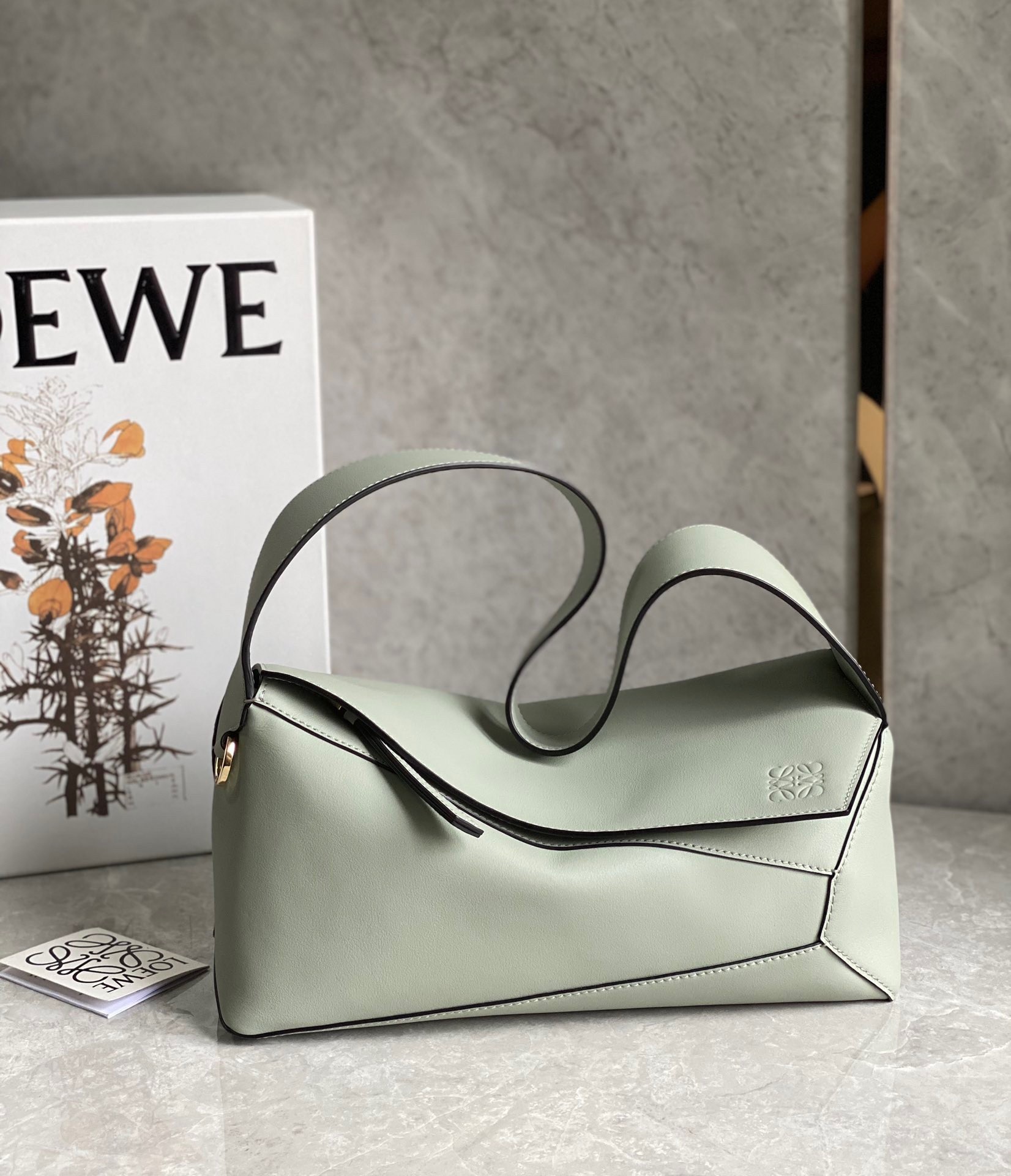 L0ew* puzzle hobo bag in light celadon nappa calfskin