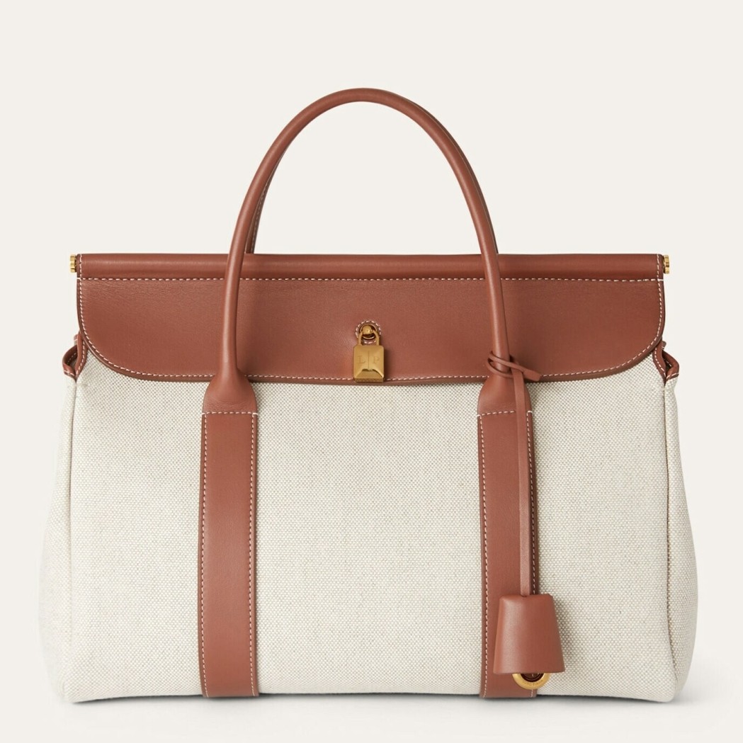L**o p*ana loom l32 bag in canvas with caramel leather