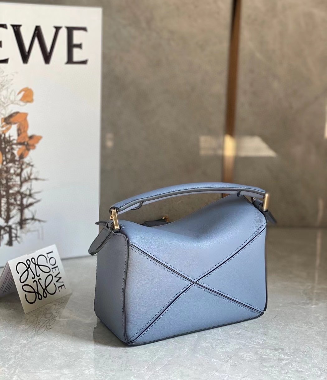 L0ew* puzzle mini bag in atlantic blue calfskin leather