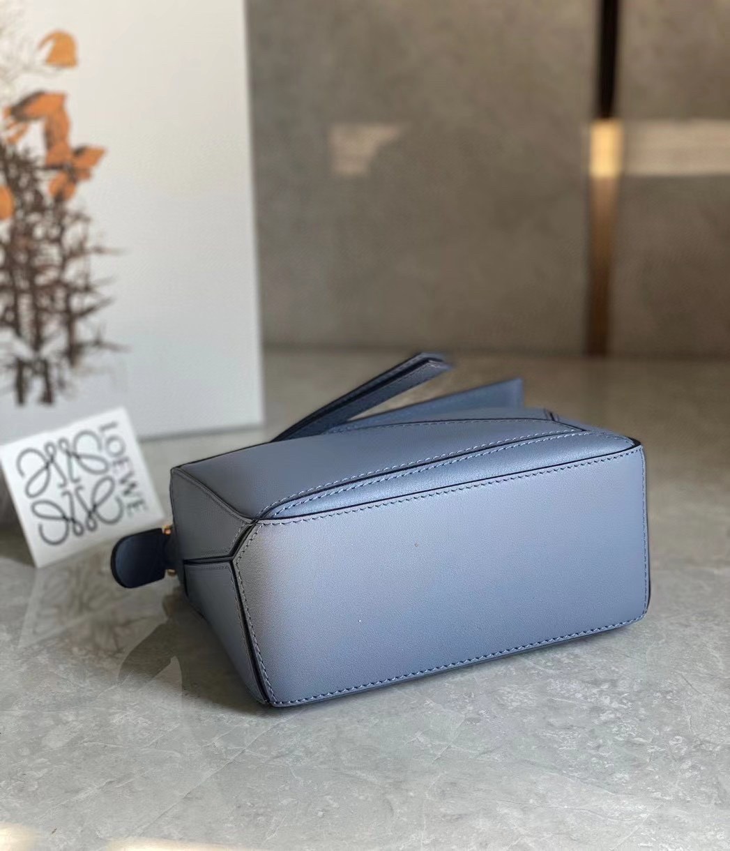 L0ew* puzzle mini bag in atlantic blue calfskin leather