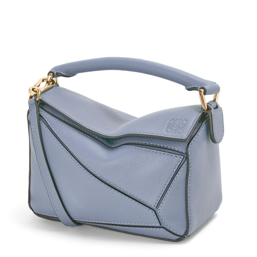 L0ew* puzzle mini bag in atlantic blue calfskin leather