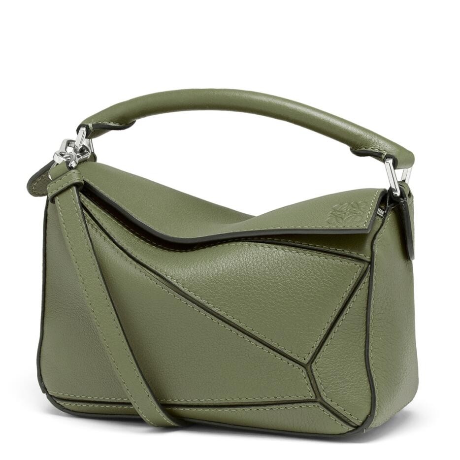 L0ew* puzzle mini bag in avocado green calfskin