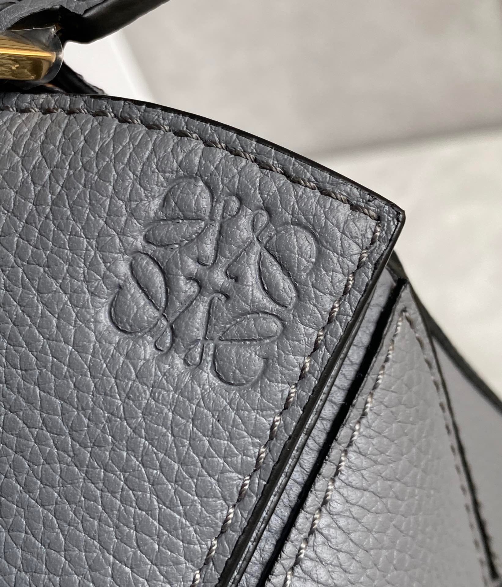 L0ew* puzzle mini bag in asphalt grey grained calfskin