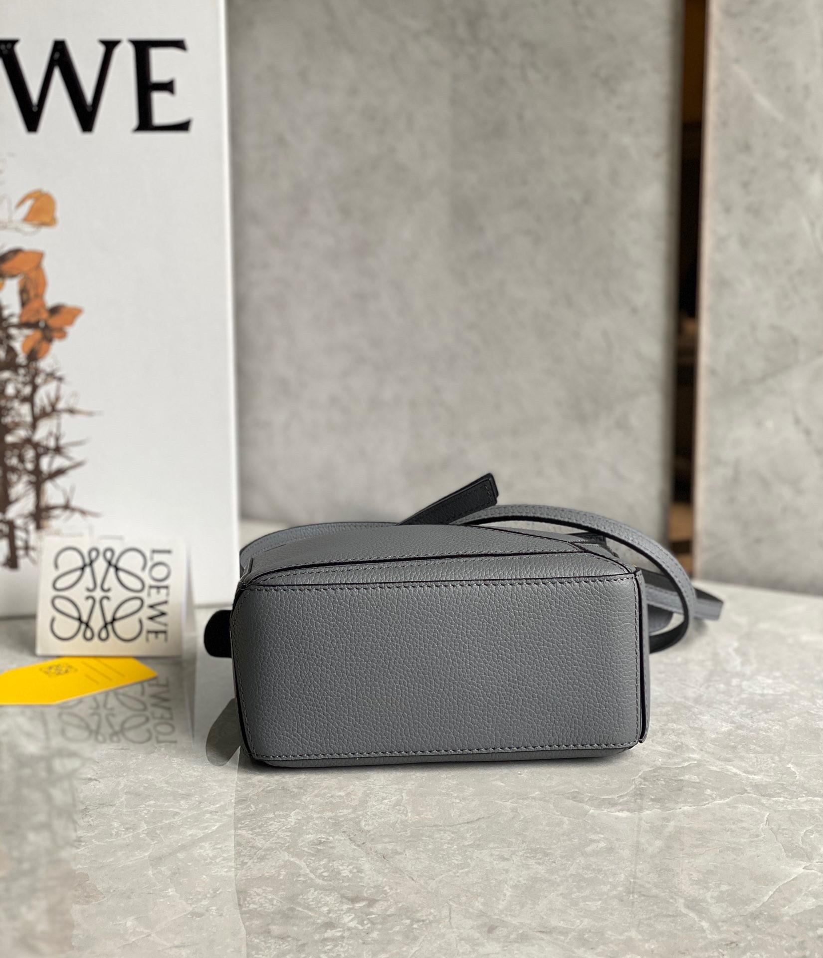 L0ew* puzzle mini bag in asphalt grey grained calfskin