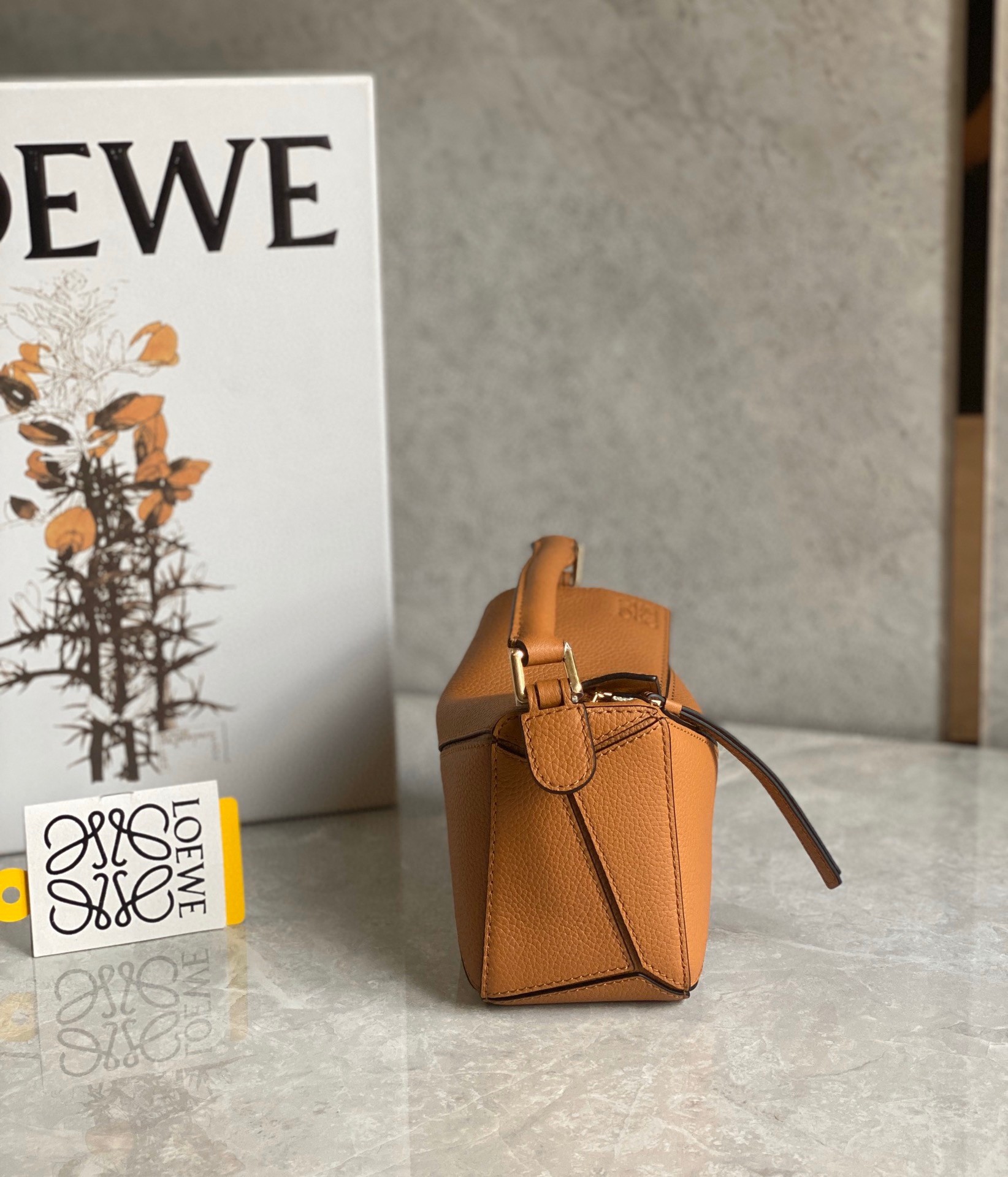 L0ew* puzzle mini bag in brown grained calfskin