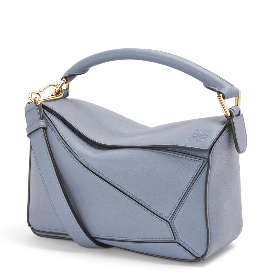 L0ew* puzzle small bag in atlantic blue calfskin leather