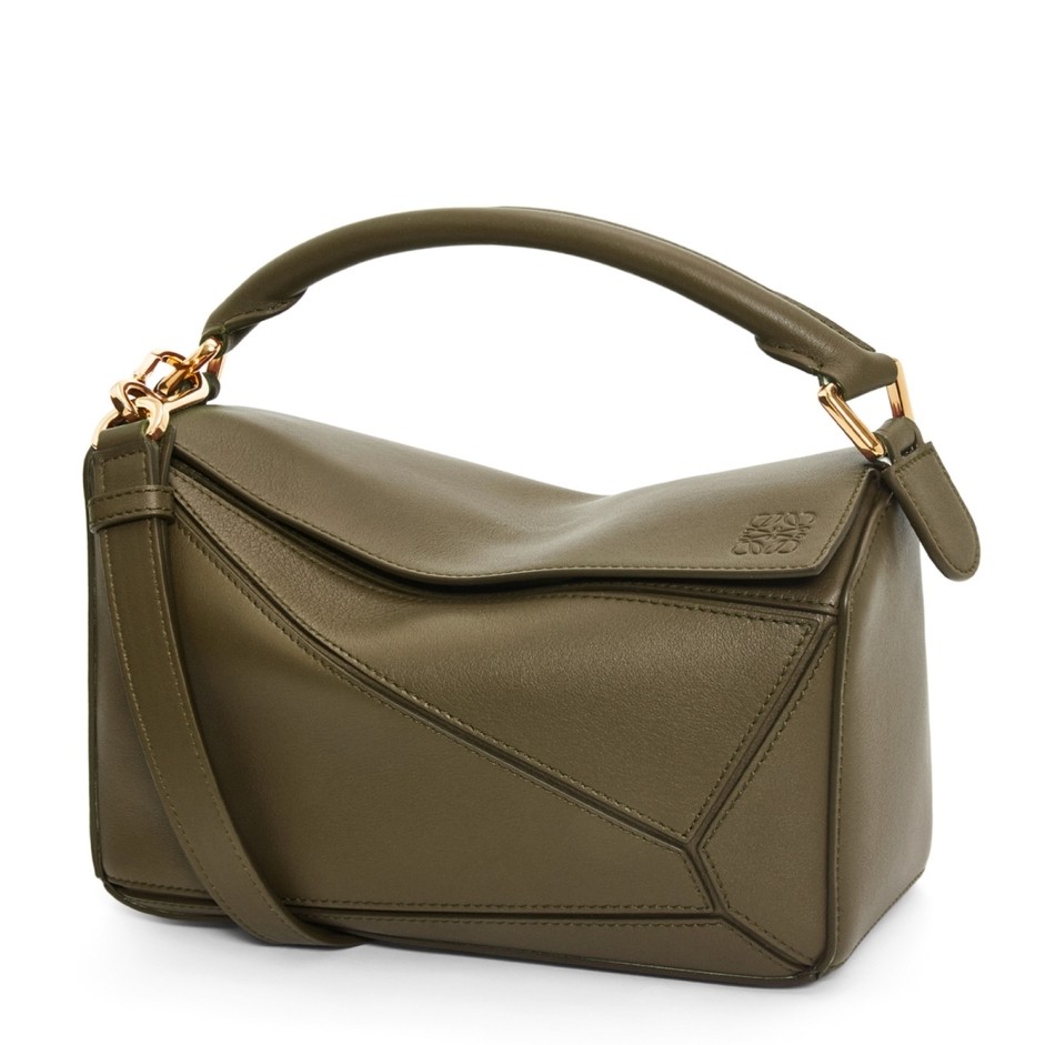 L0ew* puzzle small bag in dark green classic calfskin