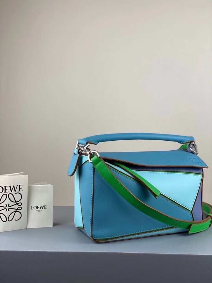L0ew* small puzzle bag in blue/blueberry/lilas calfskin