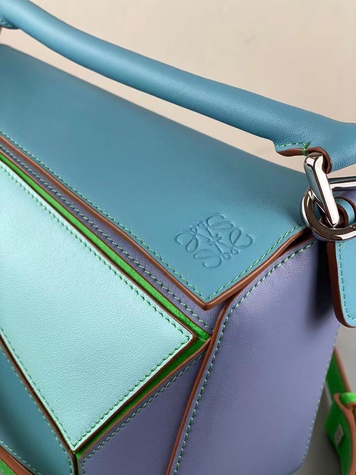 L0ew* small puzzle bag in blue/blueberry/lilas calfskin