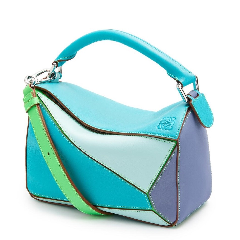 L0ew* small puzzle bag in blue/blueberry/lilas calfskin