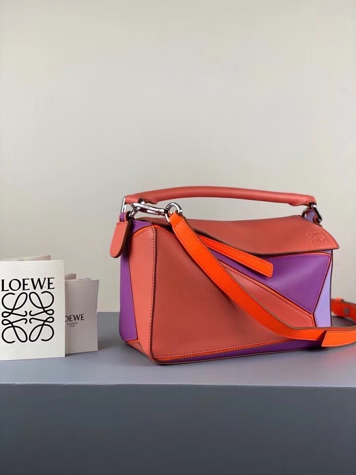 L0ew* small puzzle bag in grapefruit/mauve/lilas calfskin