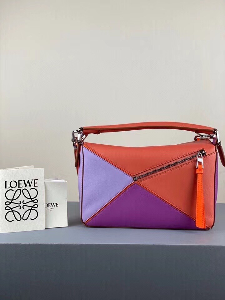 L0ew* small puzzle bag in grapefruit/mauve/lilas calfskin