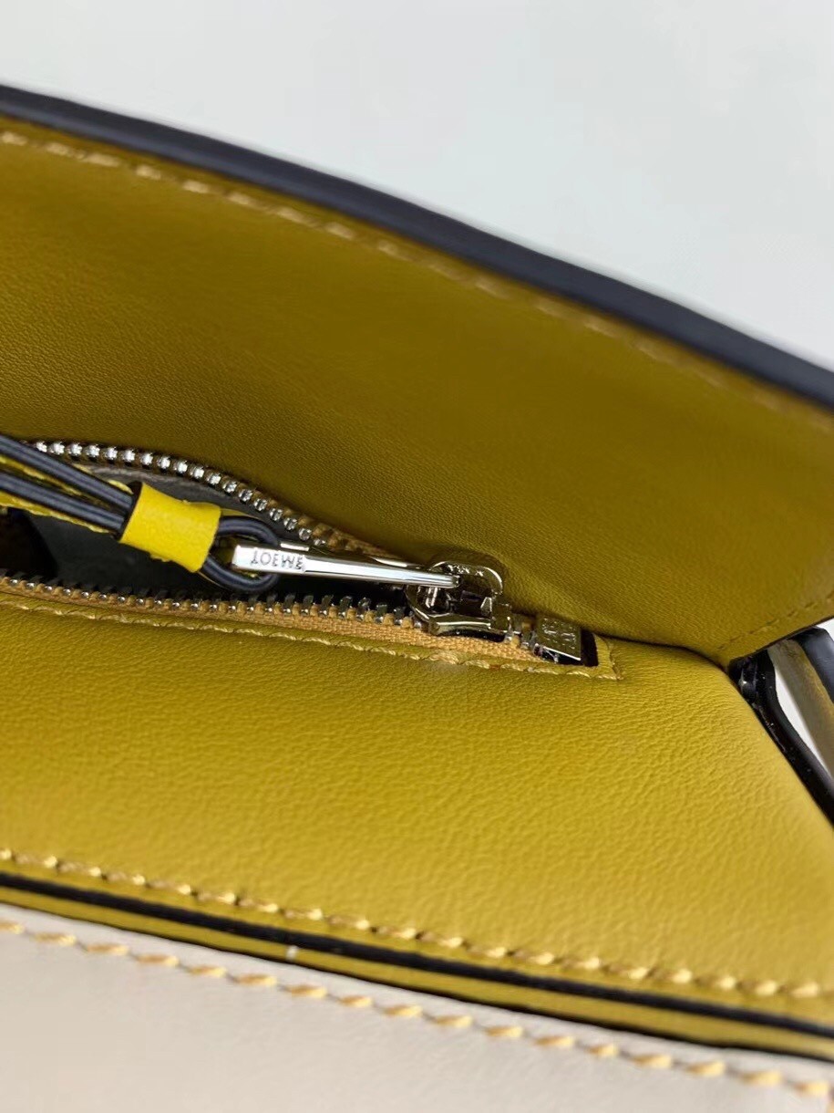 L0ew* small puzzle bag in ochre/yellow/beige calfskin