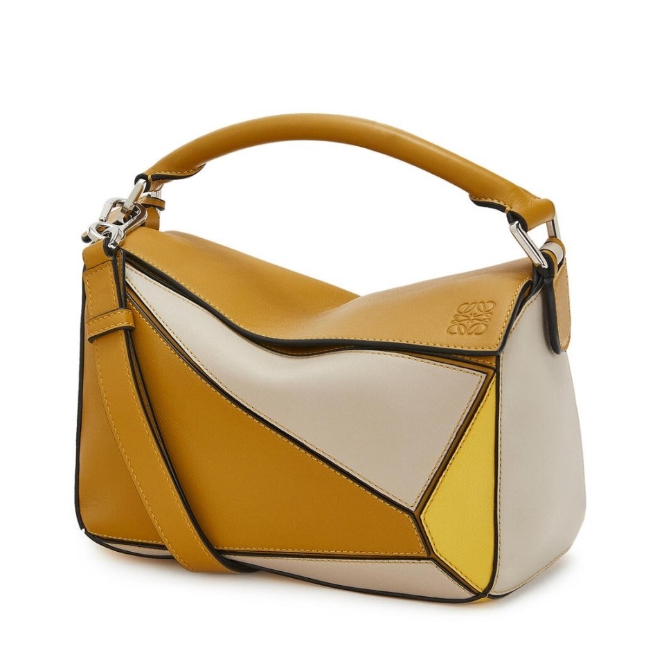 L0ew* small puzzle bag in ochre/yellow/beige calfskin