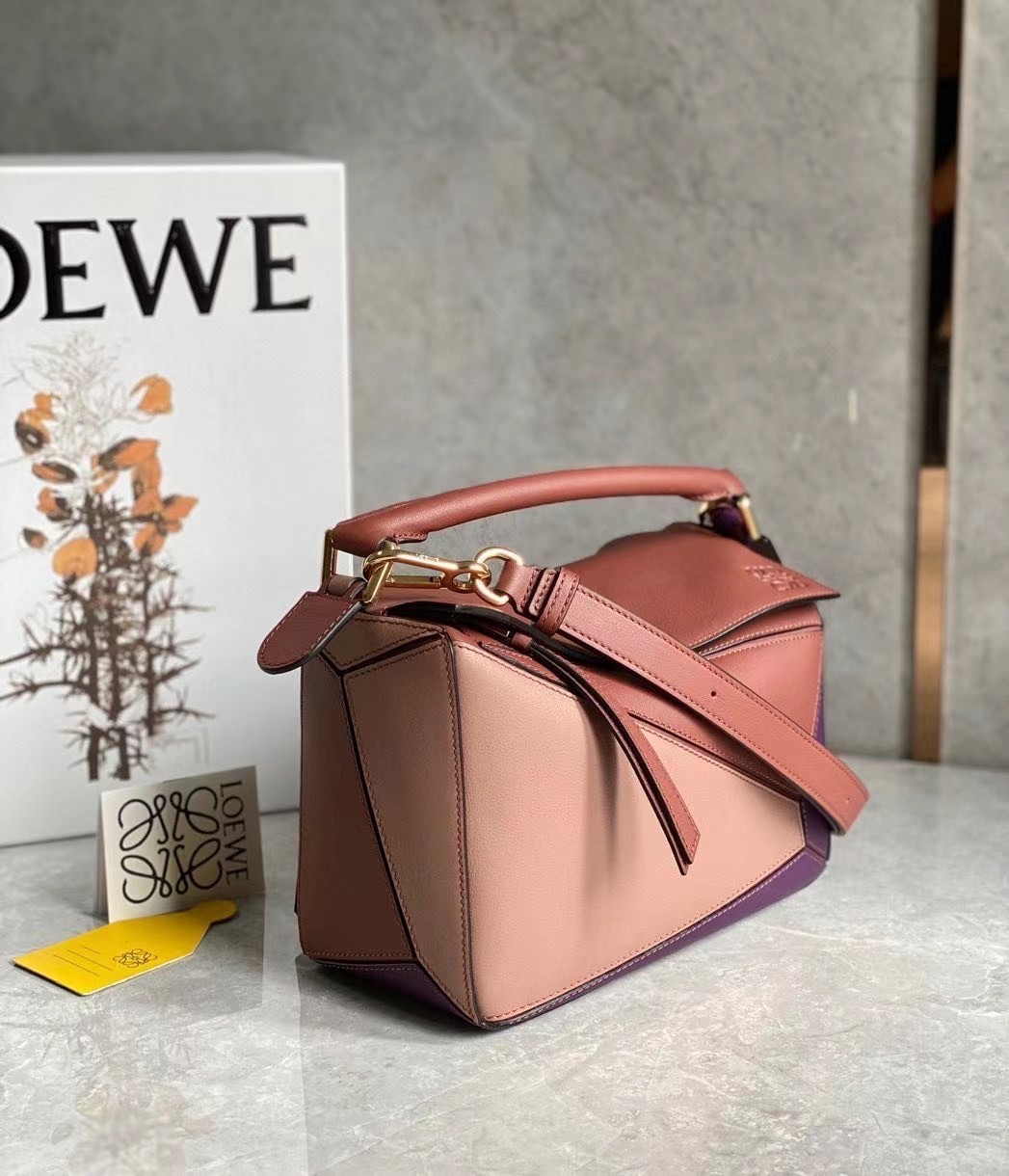 L0ew* puzzle small bag in purple/caramel/blossom calfskin