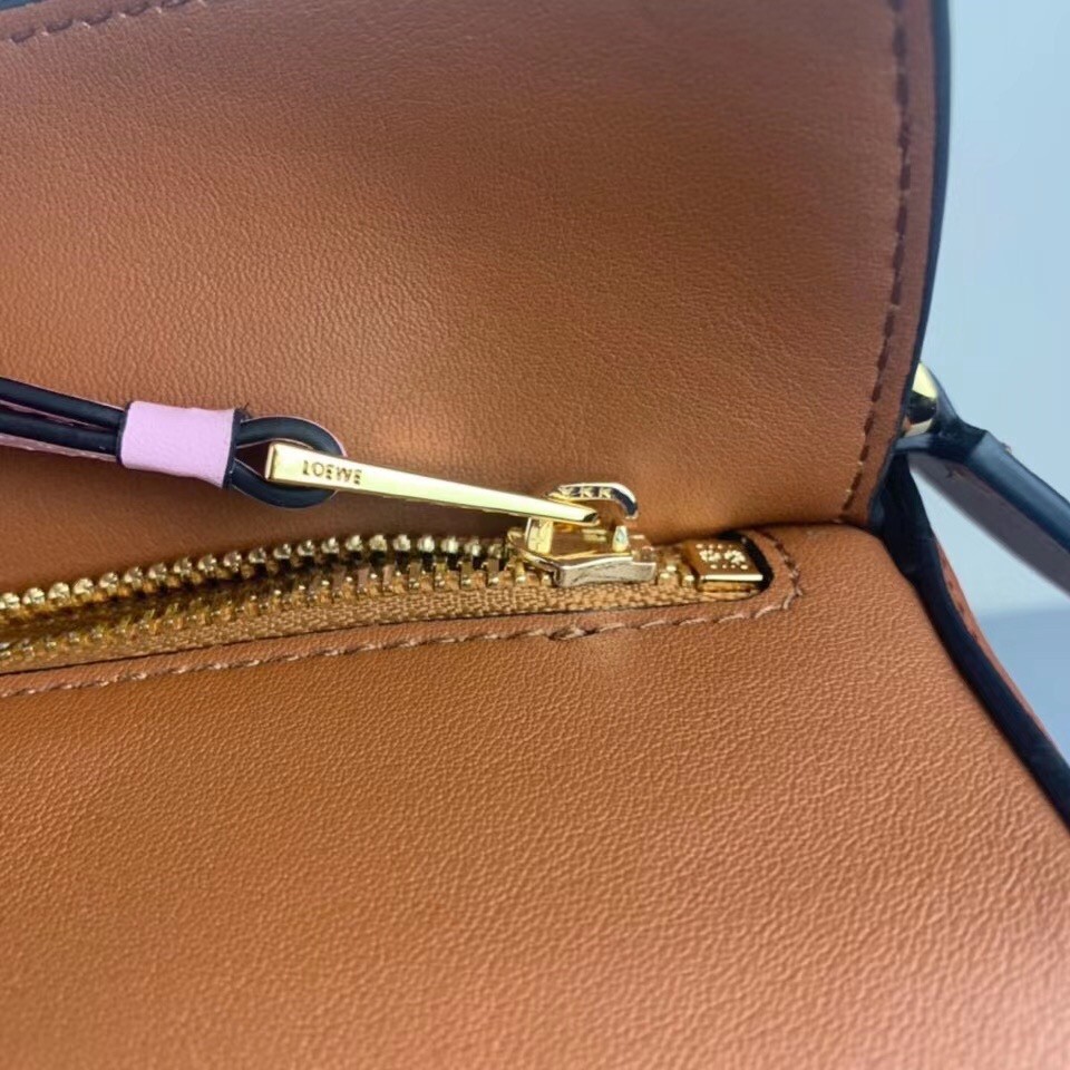 L0ew* small puzzle bag in brown/pink/camel calfskin