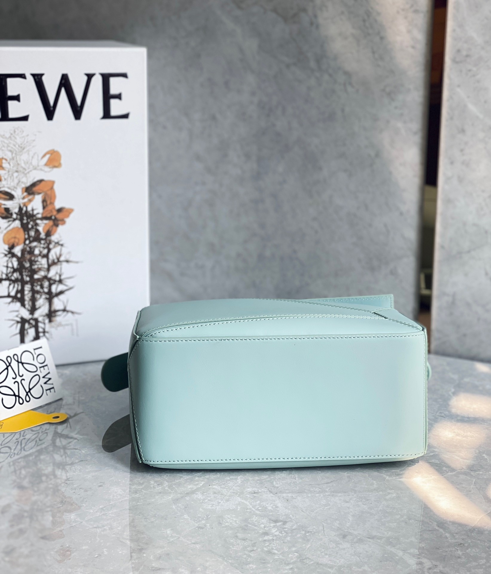 L0ew* puzzle small bag in aquamarine satin calfskin
