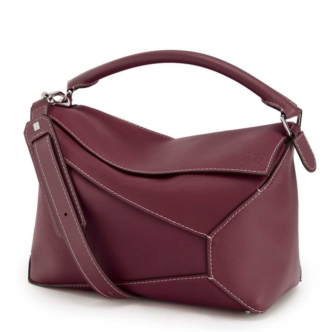 L0ew* large puzzle bag in bordeaux calfskin