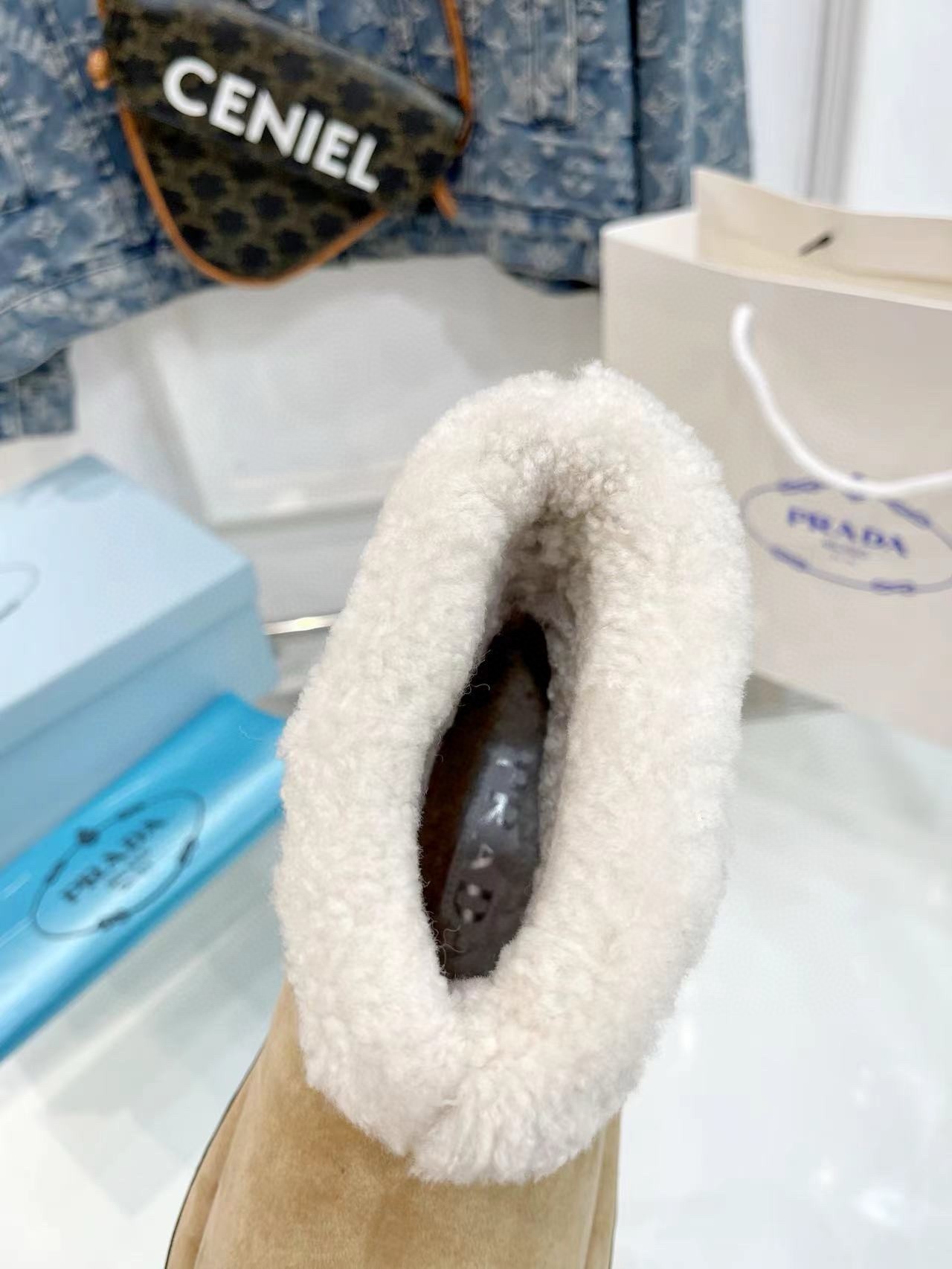 Pra*a booties with shearling