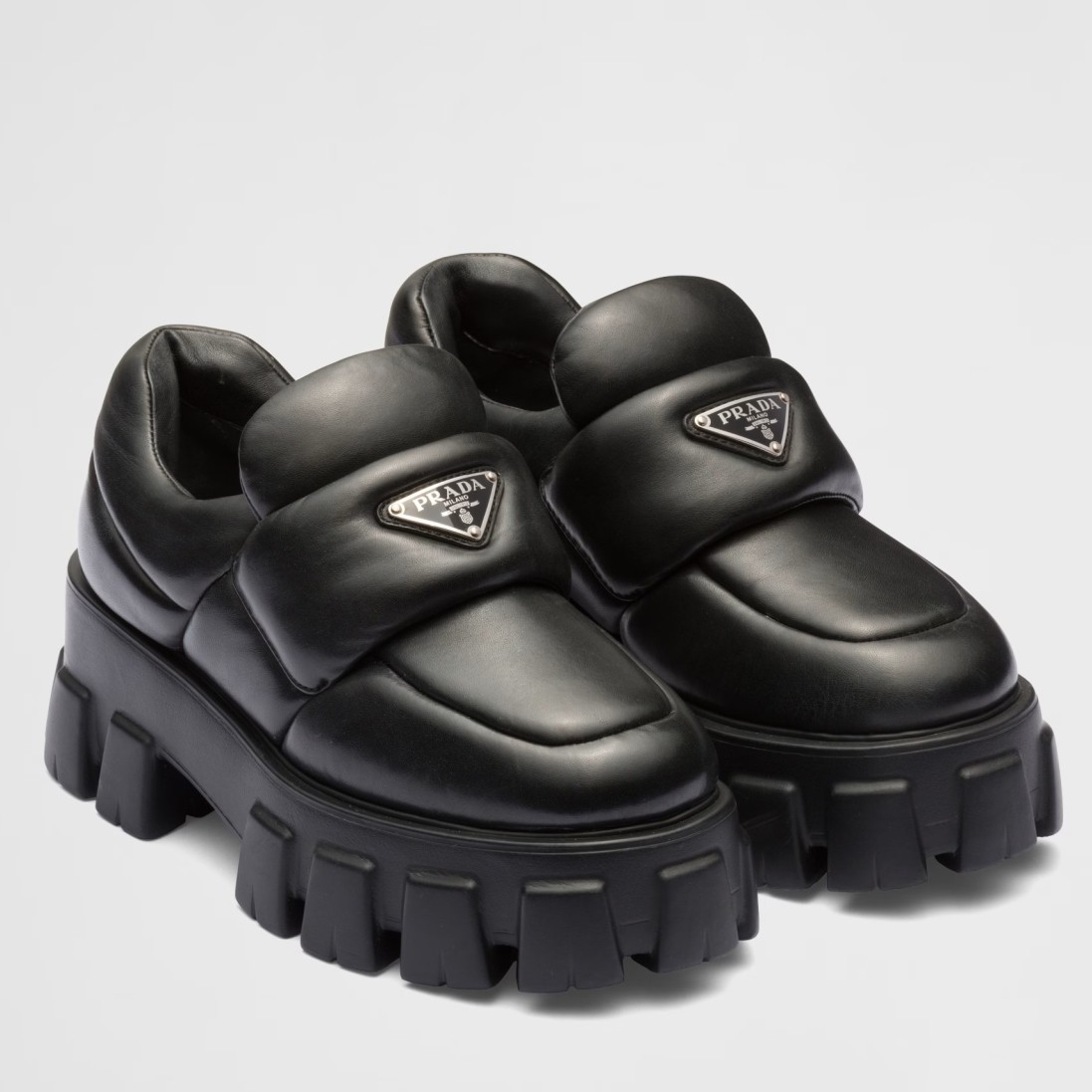Pra*a loafers in black soft padded nappa leather
