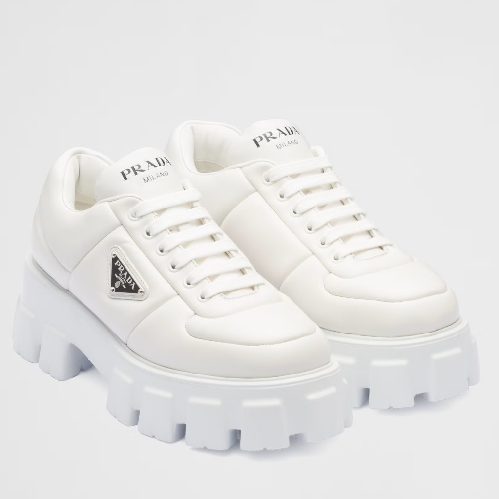 Pra*a women''s sneakers in white padded nappa leather