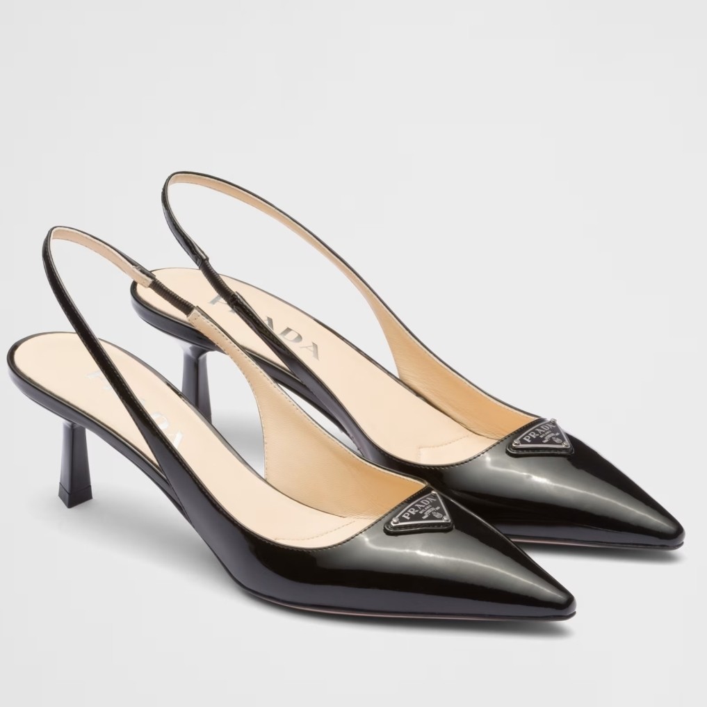 Pra*a slingback pumps 55mm in black patent leather