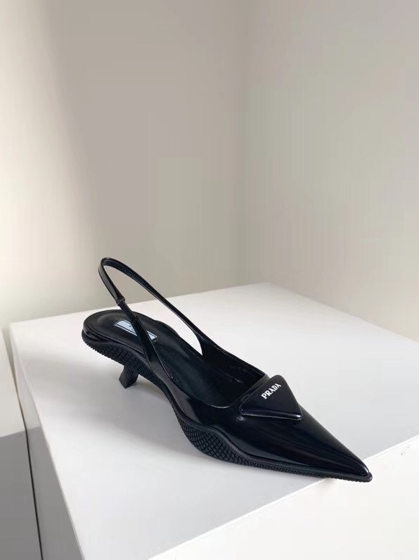 Pra*a slingback pumps in black brushed leather