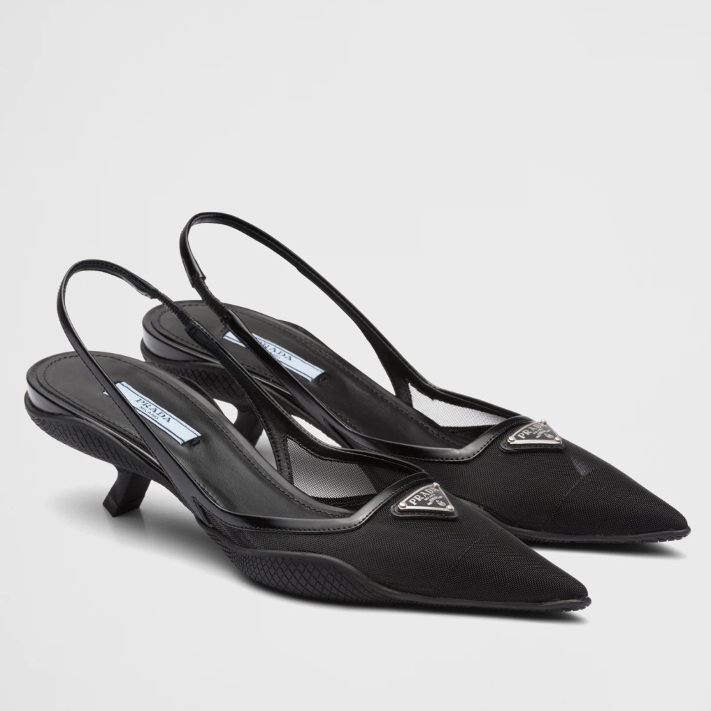 Pra*a slingback pumps in mesh fabric