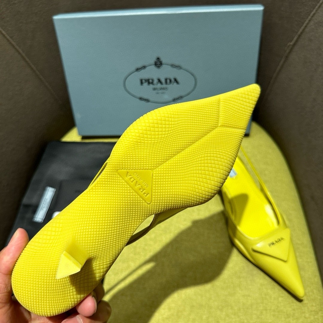 Pra*a slingback pumps in yellow padded leather