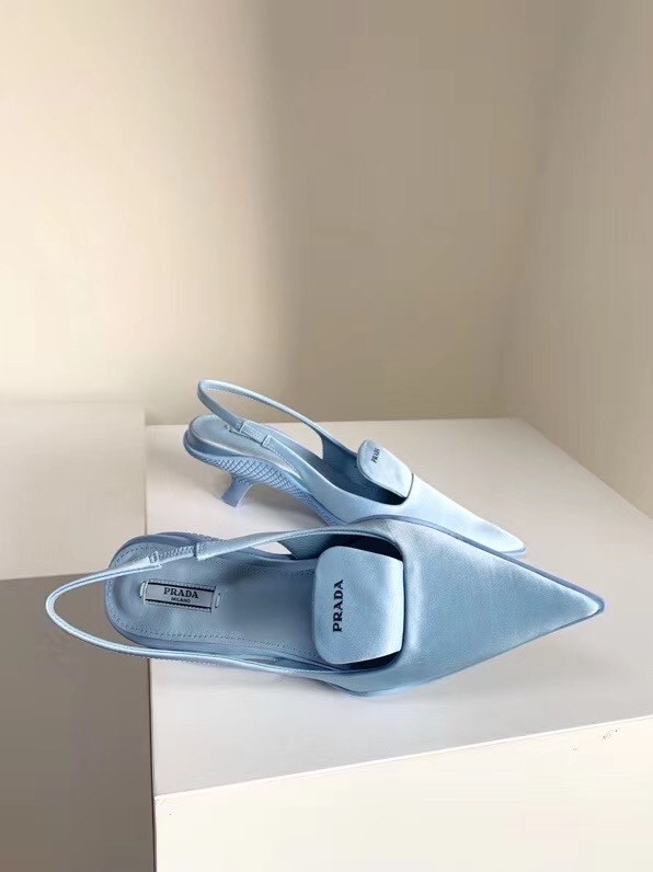 Pra*a gabardine slingback pumps in light blue nylon