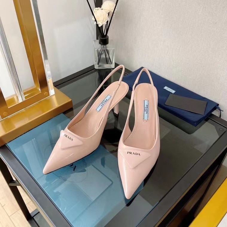 Pra*a slingback pumps 75mm in powder brushed leather