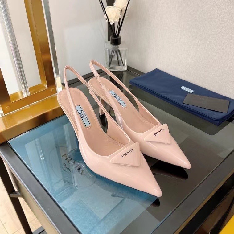 Pra*a slingback pumps 75mm in powder brushed leather
