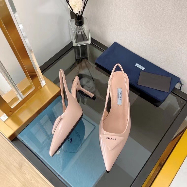 Pra*a slingback pumps 75mm in powder brushed leather