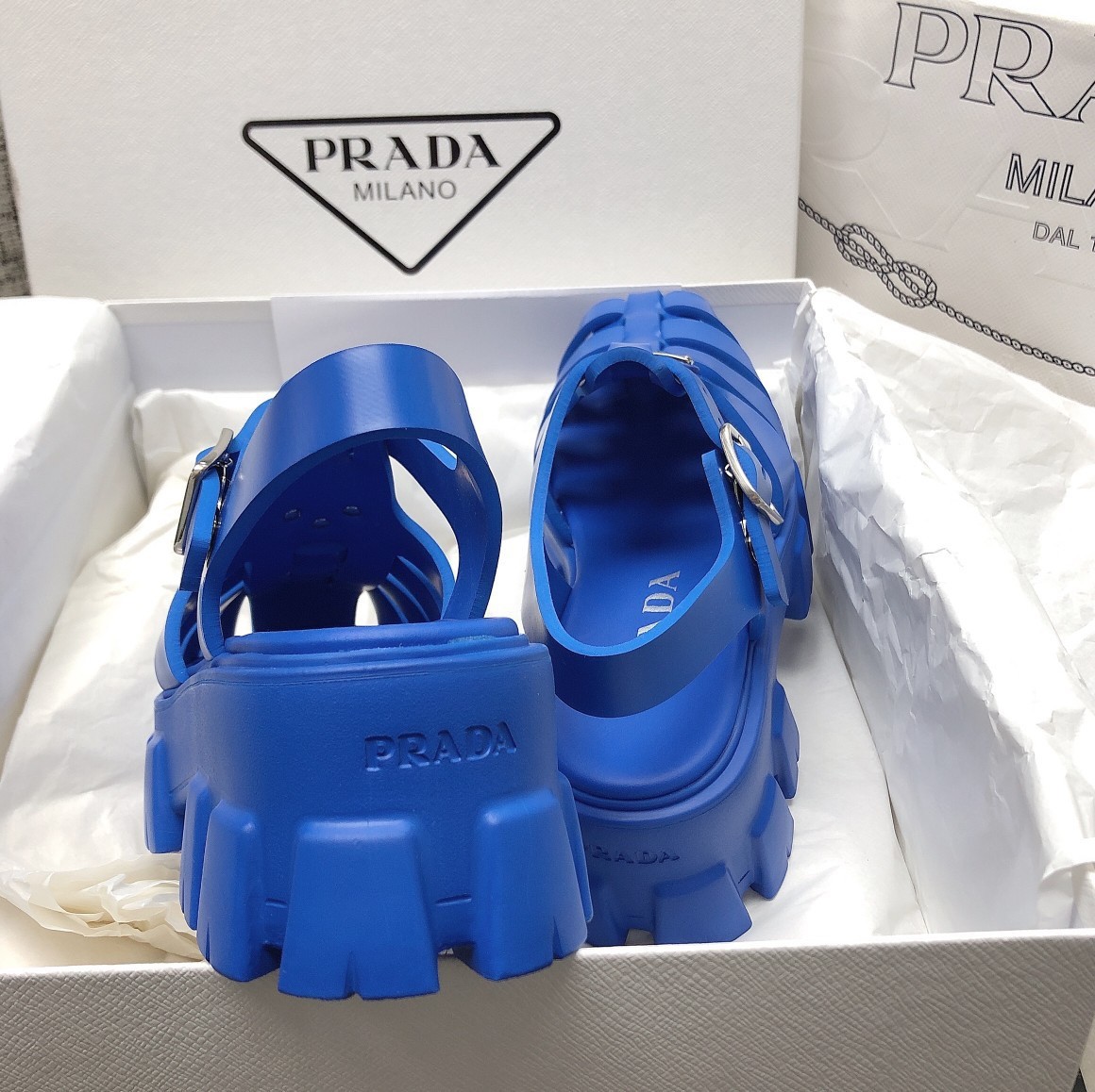 Pra*a foam sandals in blue rubber