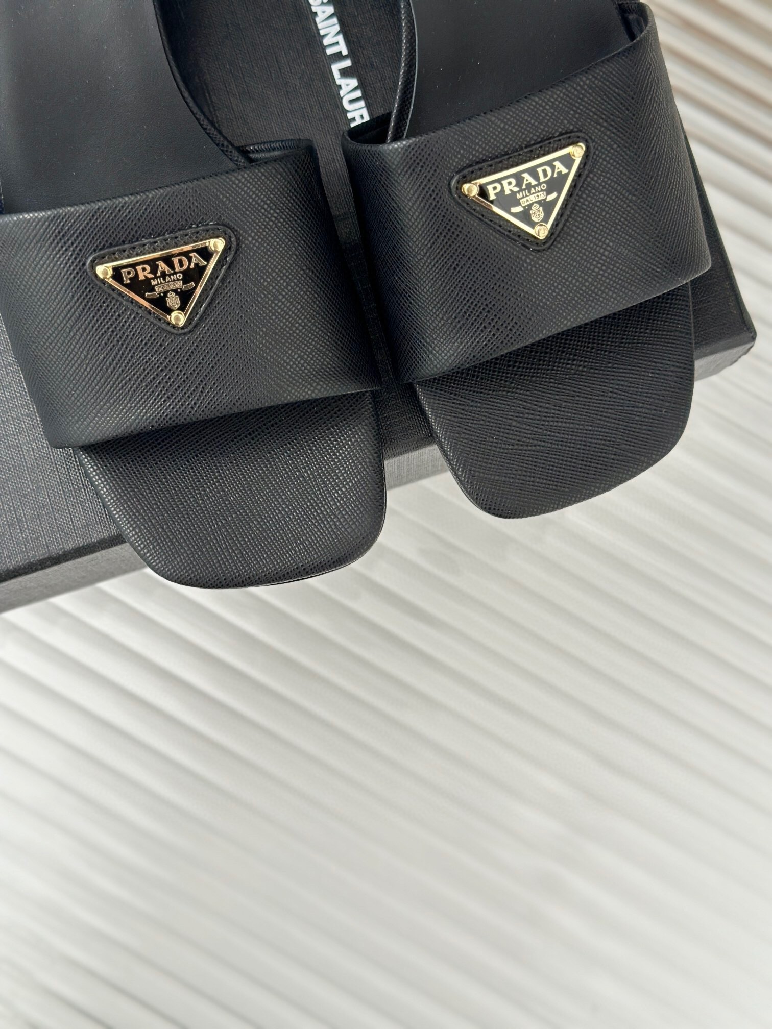 Pra*a heeled sandals 35mm in black saffiano leather