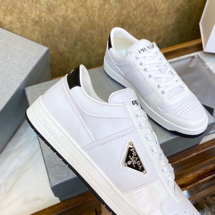 Pra*a district low-top sneakers in white calfskin