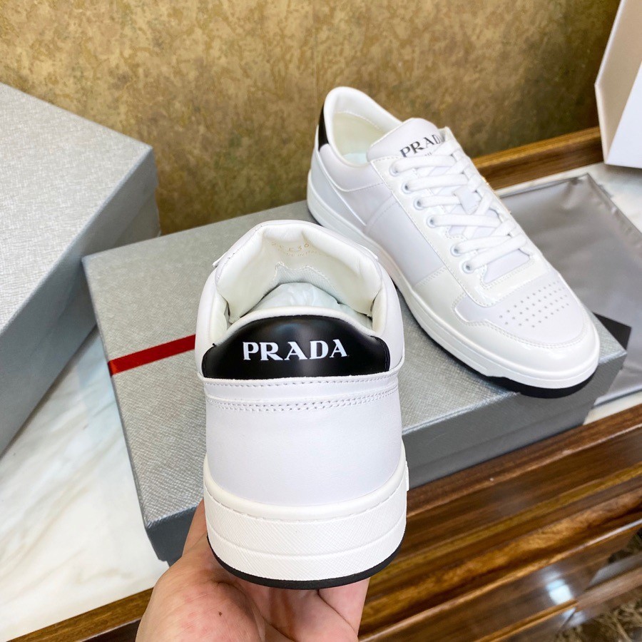 Pra*a district low-top sneakers in white calfskin