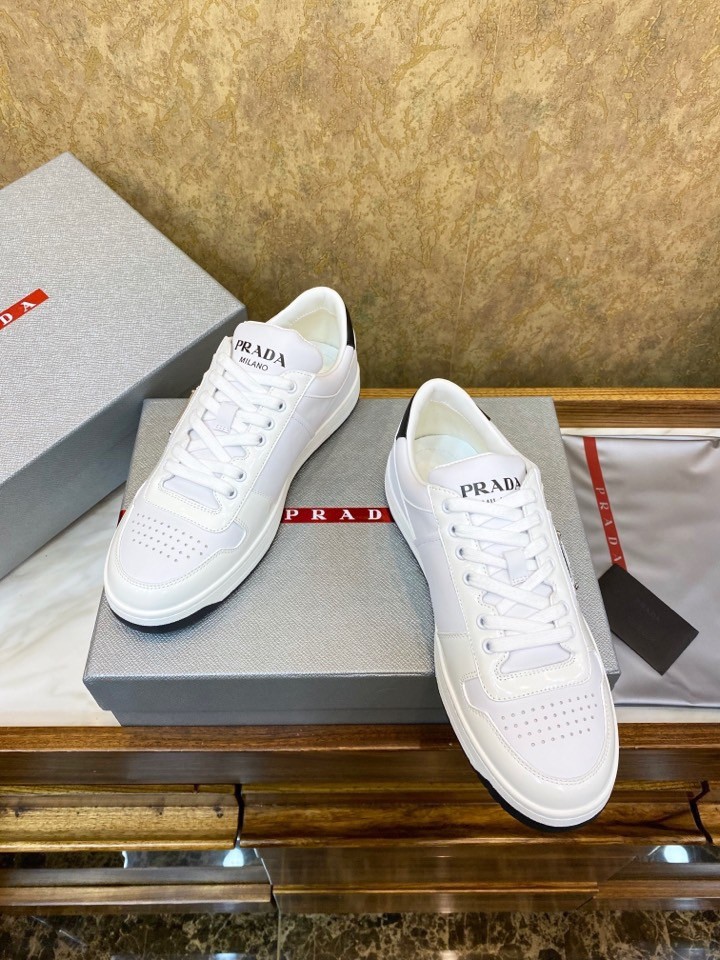Pra*a district low-top sneakers in white calfskin