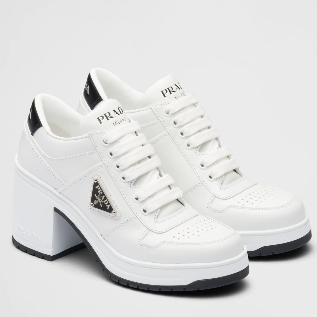 Pra*a downtown high-heeled sneakers in white leather