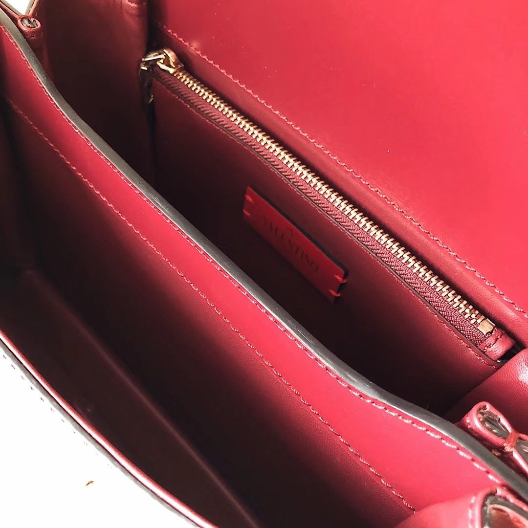 Valentino Rockstud Crossbody Bag In Red Calfskin