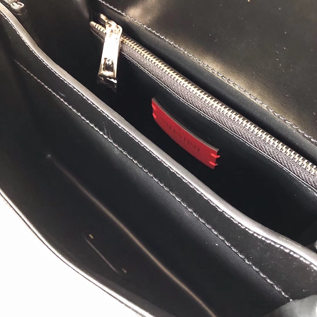 Valentino Rockstud Crossbody Bag In Black Calfskin